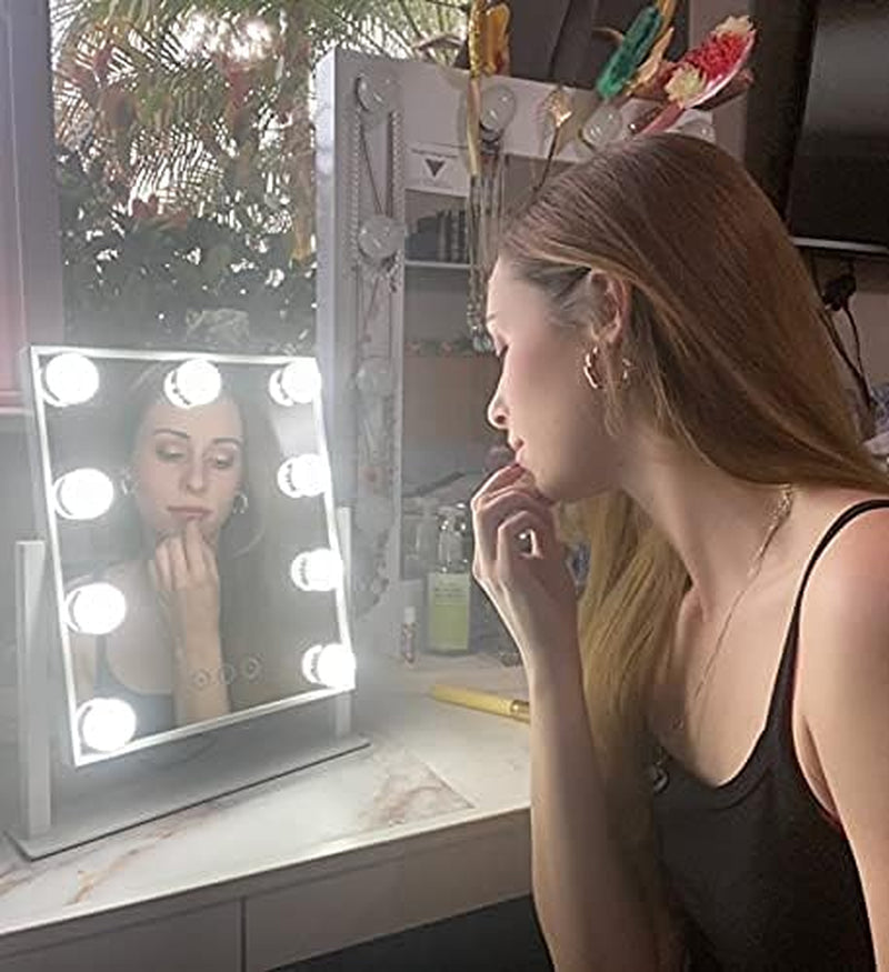 NEW Lighted Makeup Vanity Mirror With 3 Color Modes And 10X Magnification White