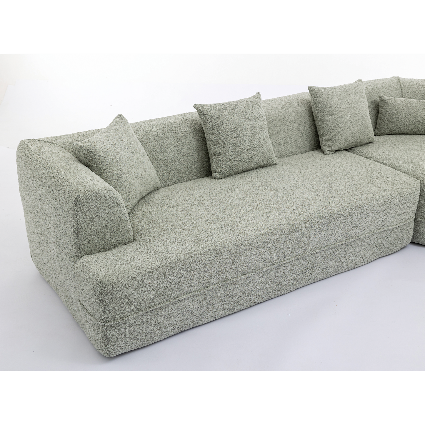 NEW Modern Green Round Fiber Fabric Modular Sectional Sofa