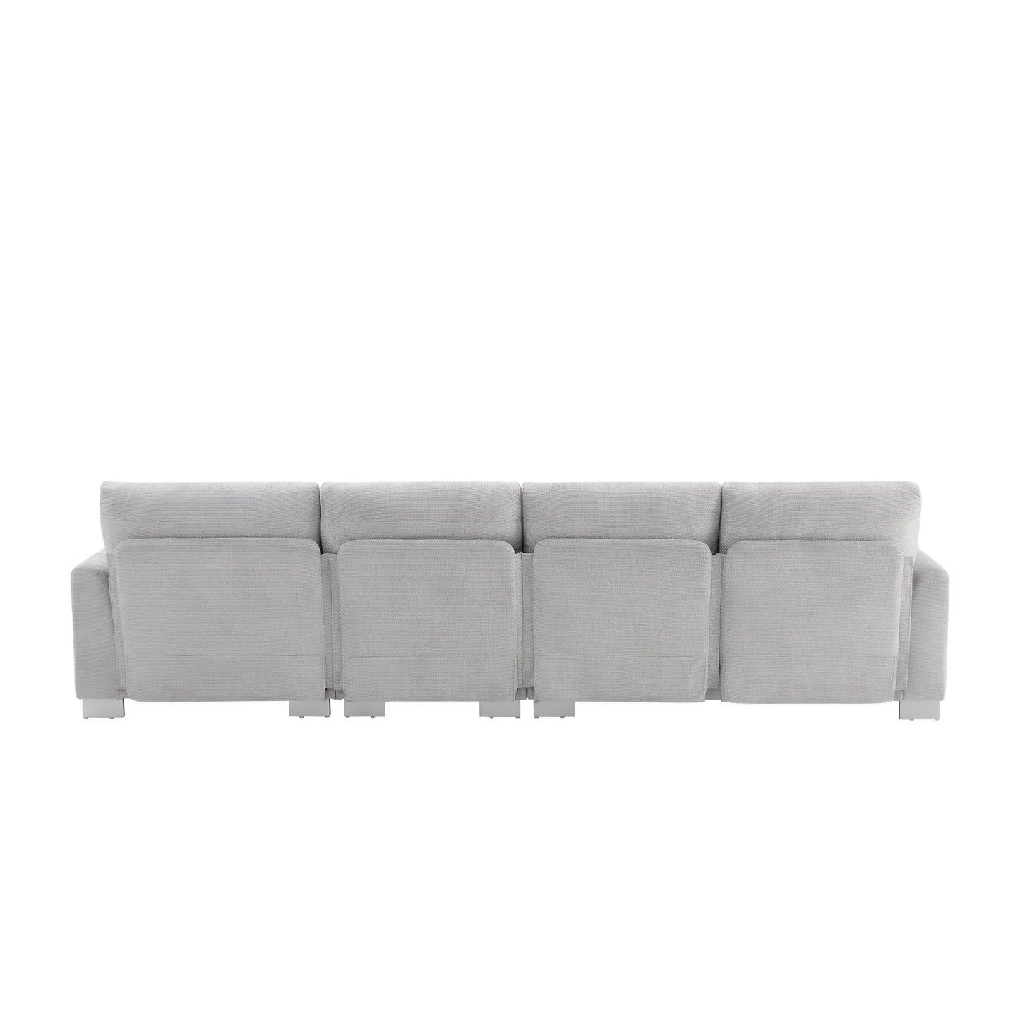NEW Chenille Fabric Light Gray Modern Oversized L-Shaped Sectional Sofa with Chaise and Pillows