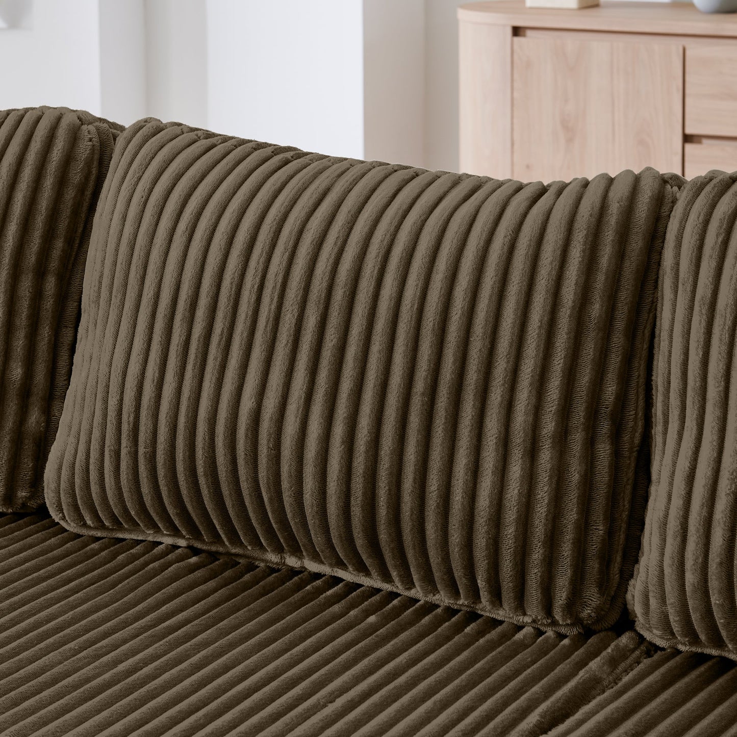 NEW Modern Brown Corduroy Minimalist U Shape Modular Sectional Sofa Sleeper Couch