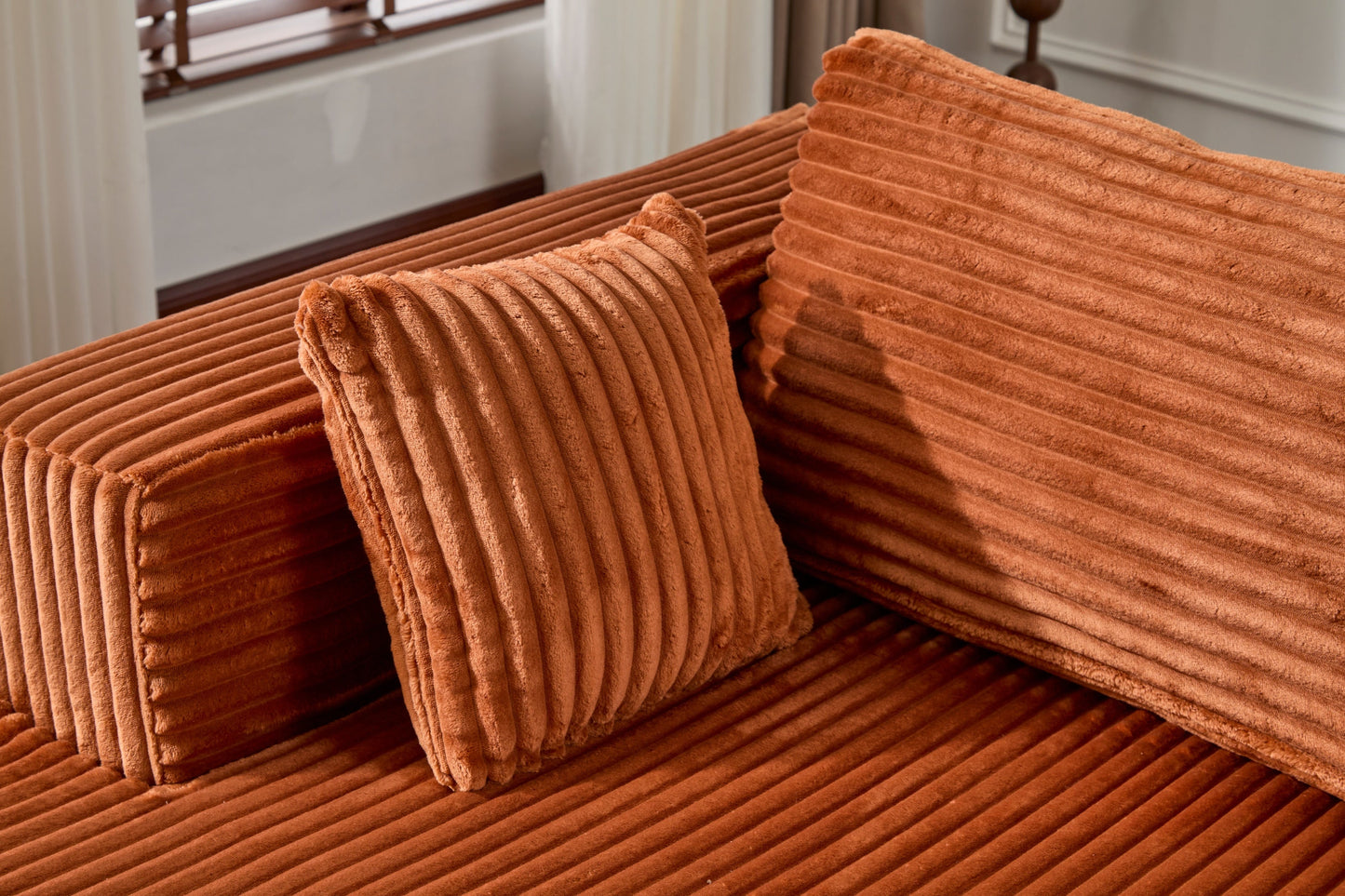 NEW Compression Sectional Couch with Comfy Chaise, Boneless L Shape Sofa with Deep Seat, Minimalist Modular Couches Sleeper for Living Room Bedroom Apartment Lounge,corduroy,Brown