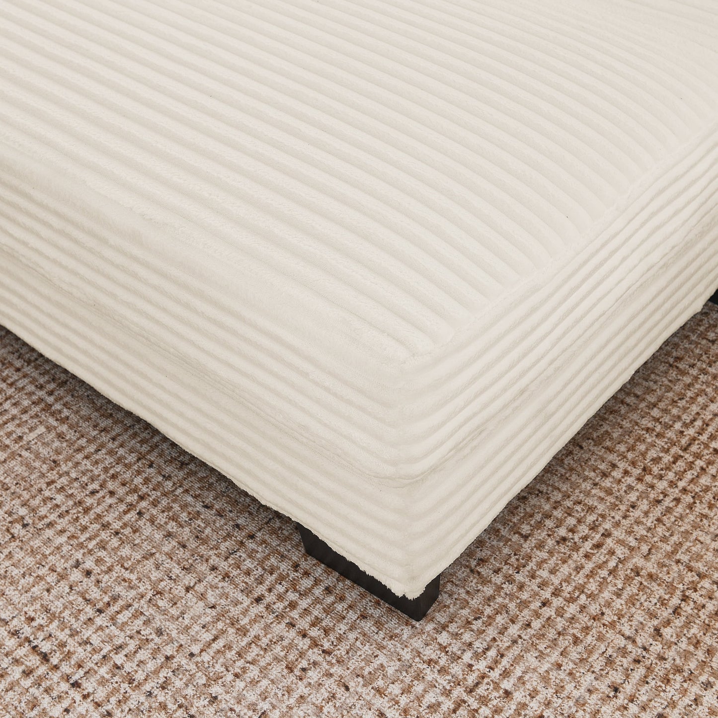 NEW Corduroy Tufted Upholstered Sleeper Sectional Sofa, L-Shaped Modular Convertible Sofa , Can freely change the position of the footrests-Beige(Assembly is required)