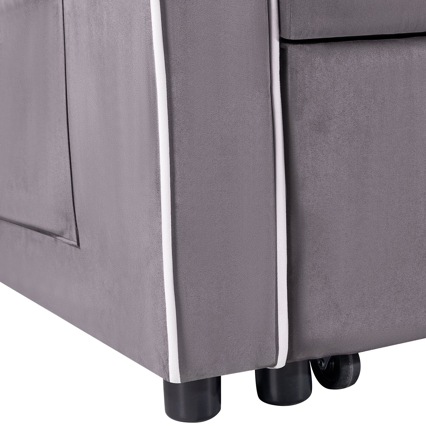 NEW 1 multifunctional foldable sofa bed in 3 different lengths, modern sofa, upgraded suede fabric, adjustable backrest, with USB port, ashtray, and rotating telephone stand