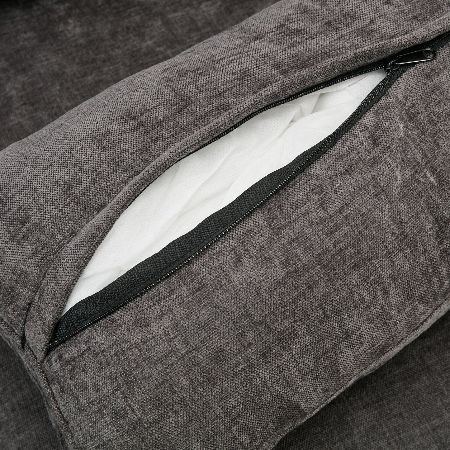 NEW Gray Premium Chenille Fabric Upholstered Rolled Arm Loveseat with Lumbar Pillow