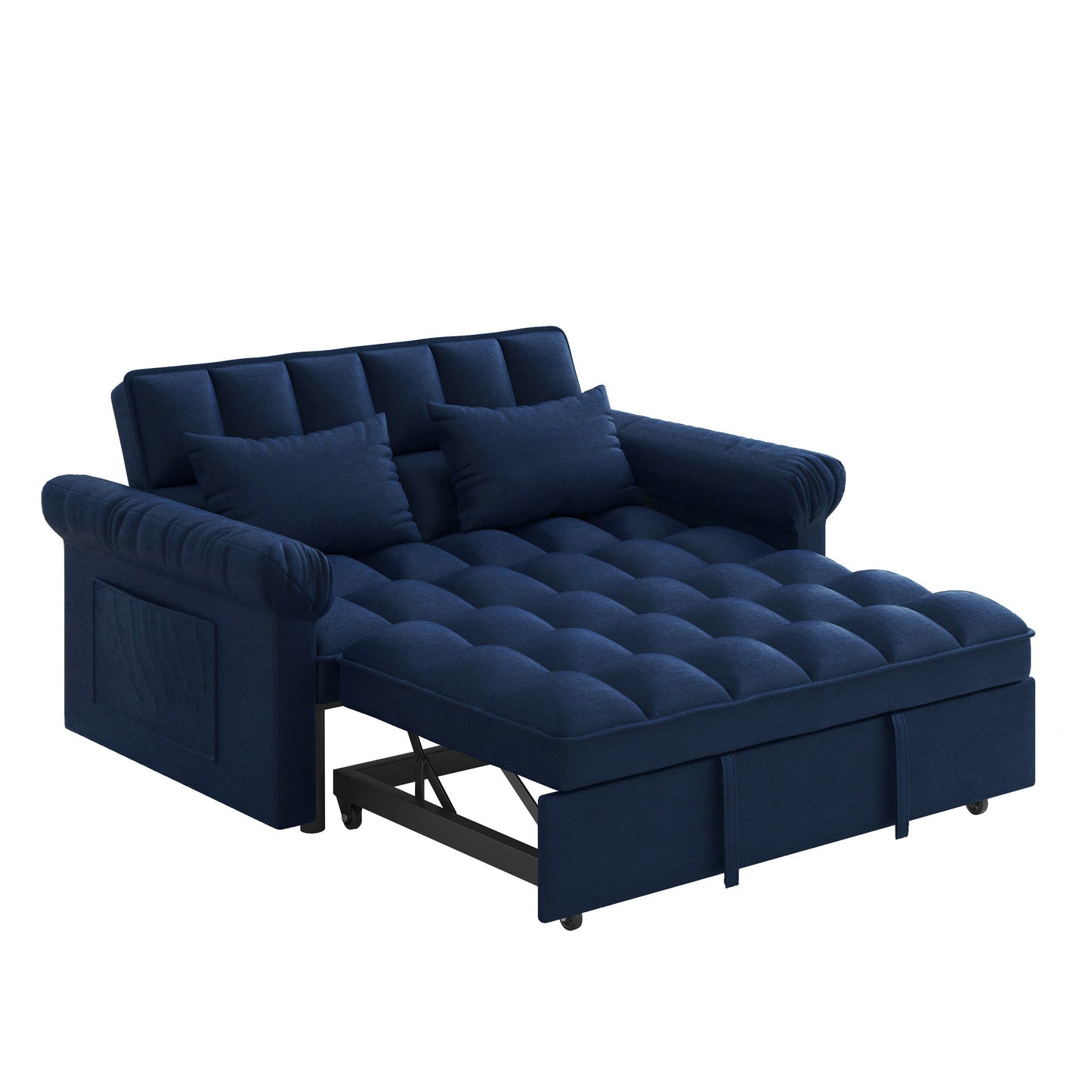 NEW Loveseats Sofa Bed with Pull-out Bed,Adjsutable Back-Blue
