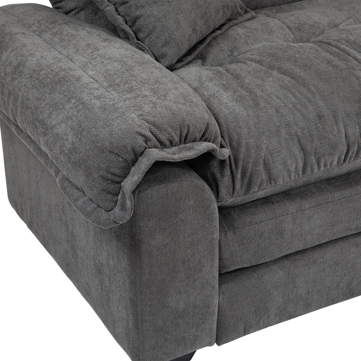 NEW 84' Grey Chenille Small Loveseat Deep Seat Sofa Couch with 2 Throw Pillows & Memory Foam