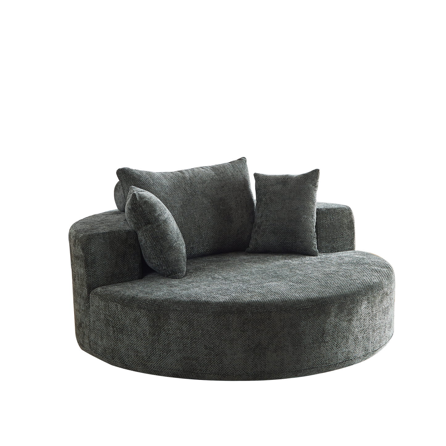 NEW 55''L Chenille Foam Single Swivel Chair, Fluffy Modern Sleeper, 360 Degree Swivel Chair for Living Room, Bedroom, Lounge and Projection Room