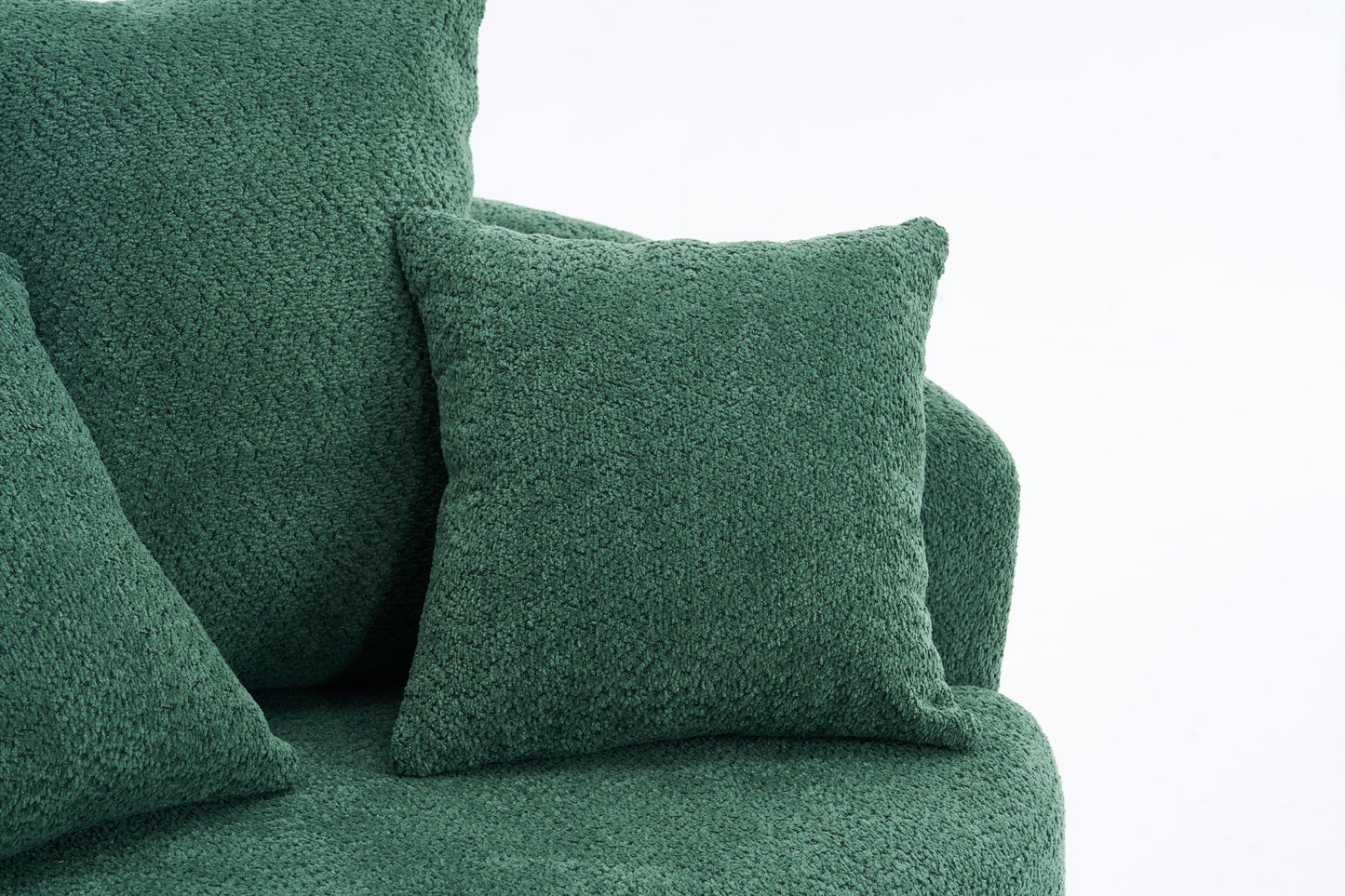NEW 360° Green Swivel Accent Barrel Round Upholstered Sofa Chair with 3 Removable Pillows