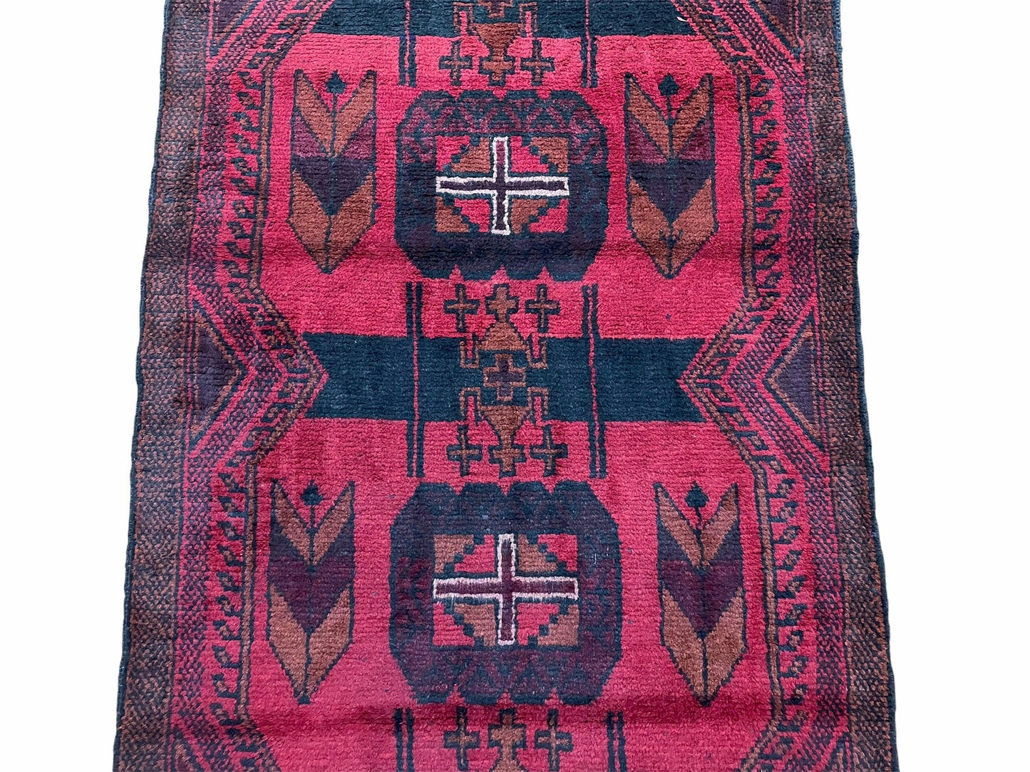 USED 2' 10" X 4'6" Vintage Handmade Tribal Wool Rug Balouchi Rug Afghan Rug Red Black
