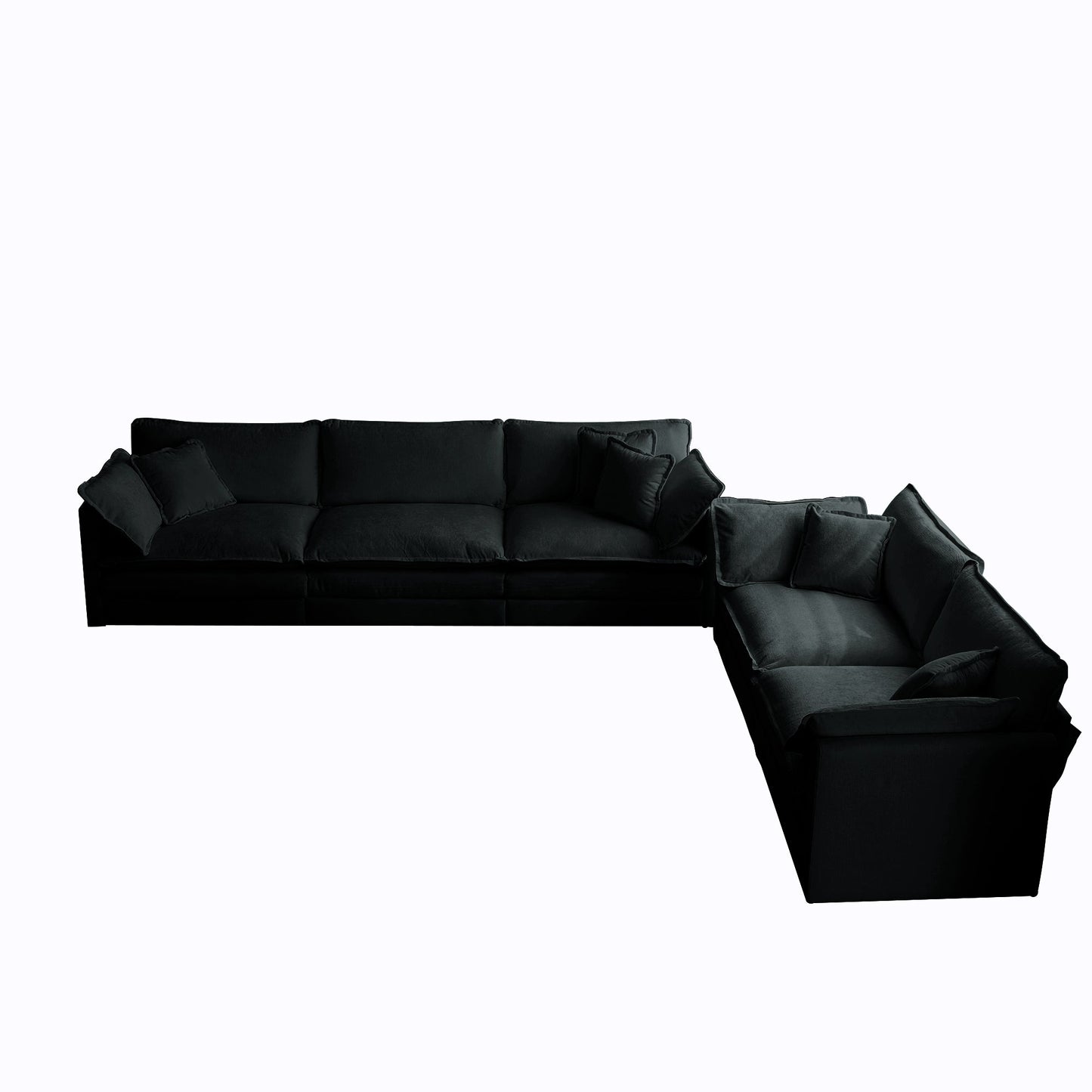 NEW Black Chenille Modern Sofa Couch 3 Piece Extra Deep Seat Sectional Sofa Set
