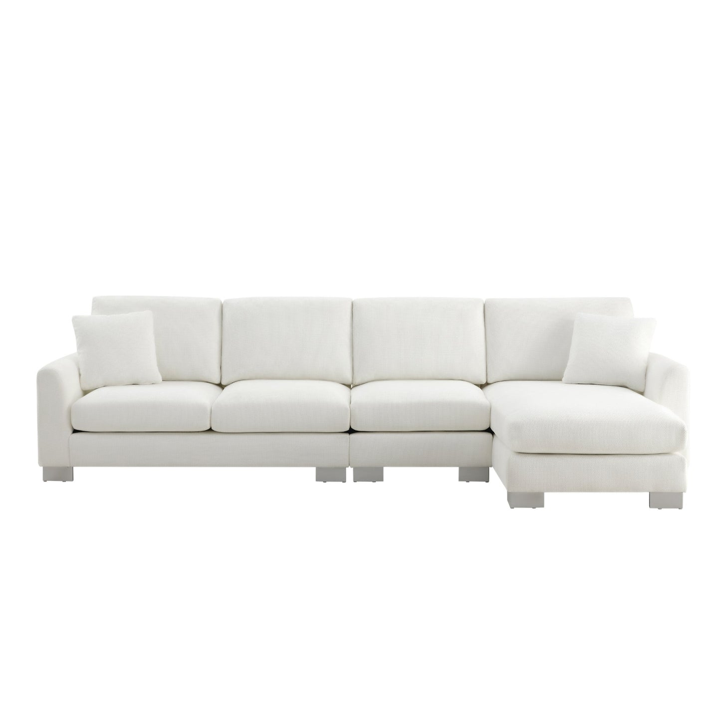 NEW Chenille Upholstered Modern Oversized L-Shaped Sectional Sofa with Chaise and Pillows
