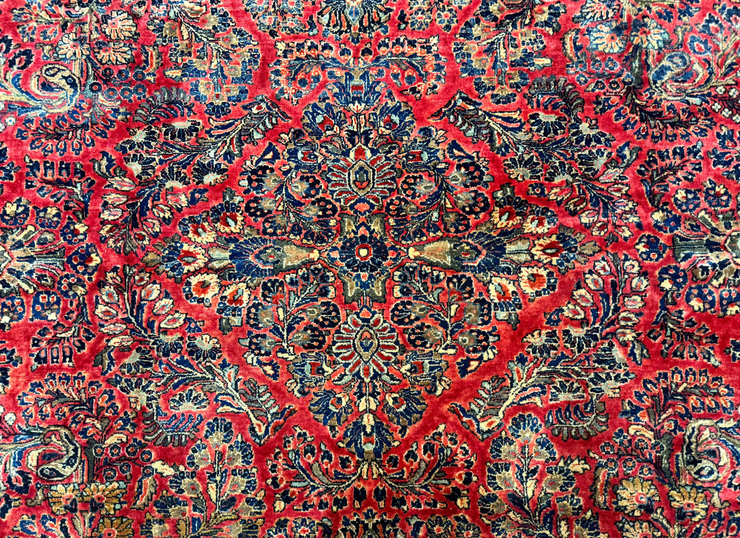 USED Palace Size Persian Sarouk Rug 10x16, Rare Size, Red, Large Antique Persian Carpet