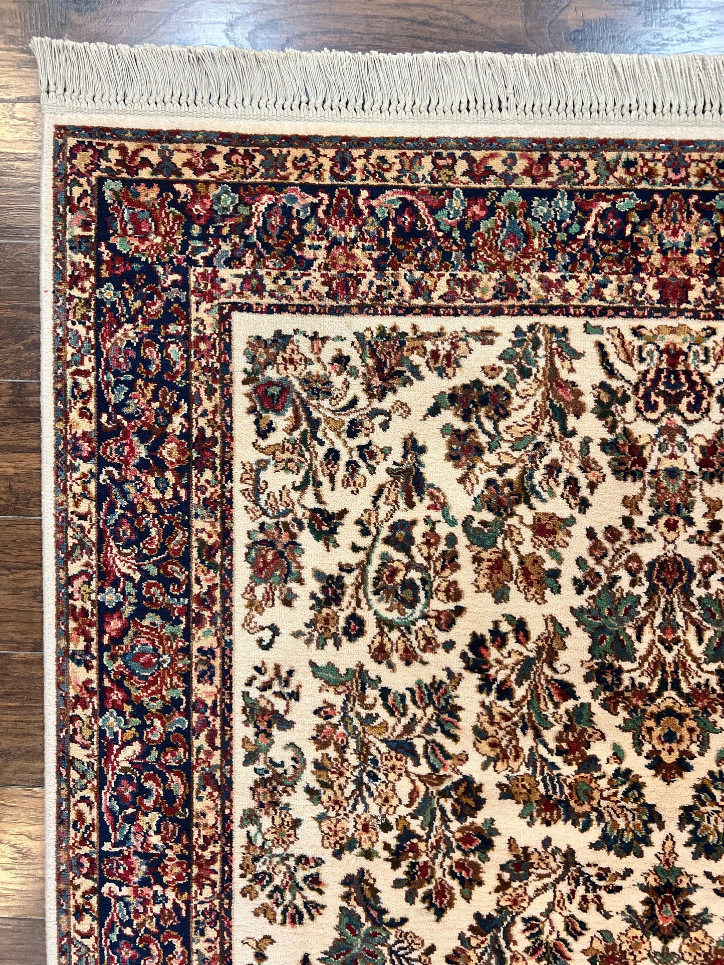 USED Karastan Rug 5.9 x 9, Ivory Sarouk #760, Wool Vintage Original Collection 700 Series