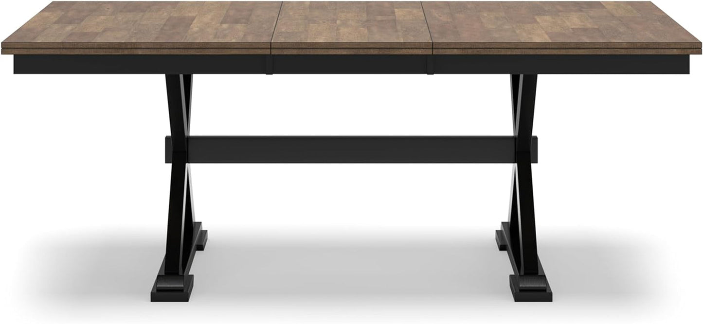 NEW Farmhouse Dining Extension Table Butterfly Leaf 6-8 Seater Black And Dark Brown