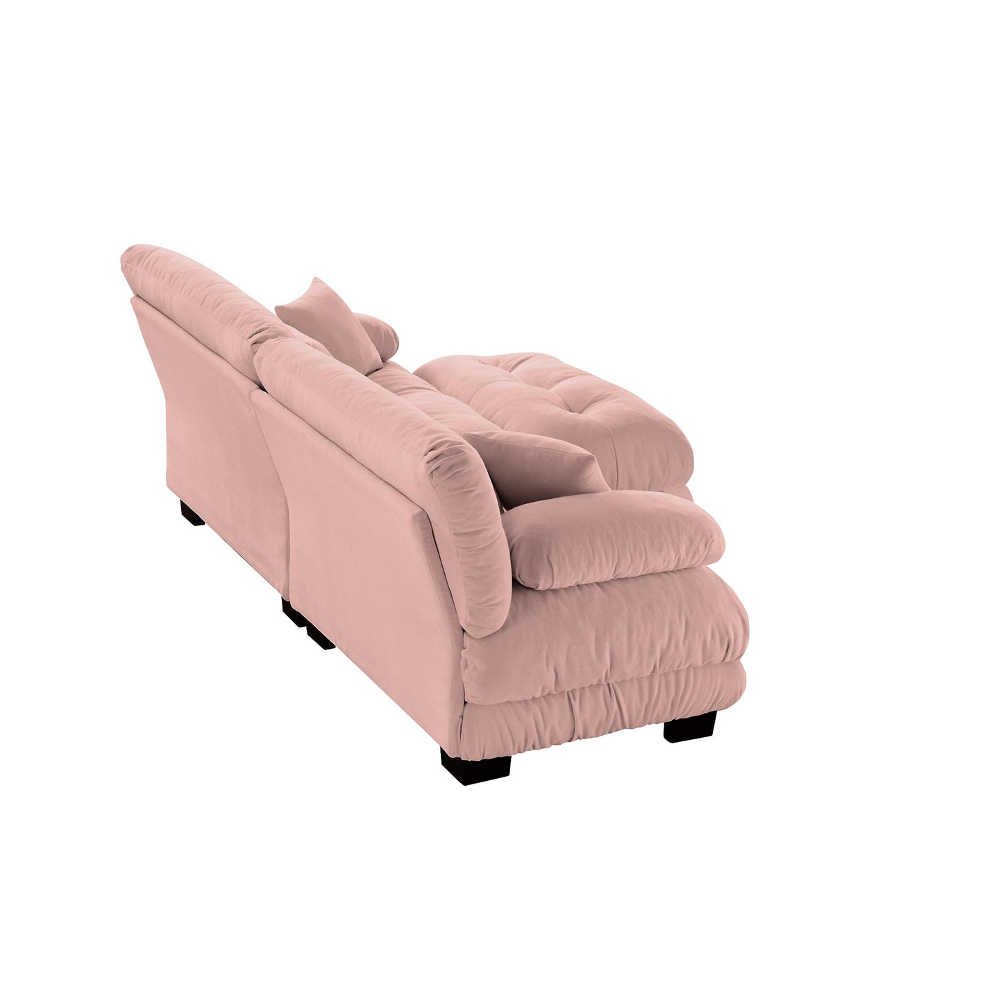 NEW Cloud Couch Sectional Sofa for Living Room, Chenille 2 Seater Sofa with 2 Lumbar pillows and 2 throw pillows , Upholstered Wide Arm Sofa with Convertible Ottoman,Chenille Pink