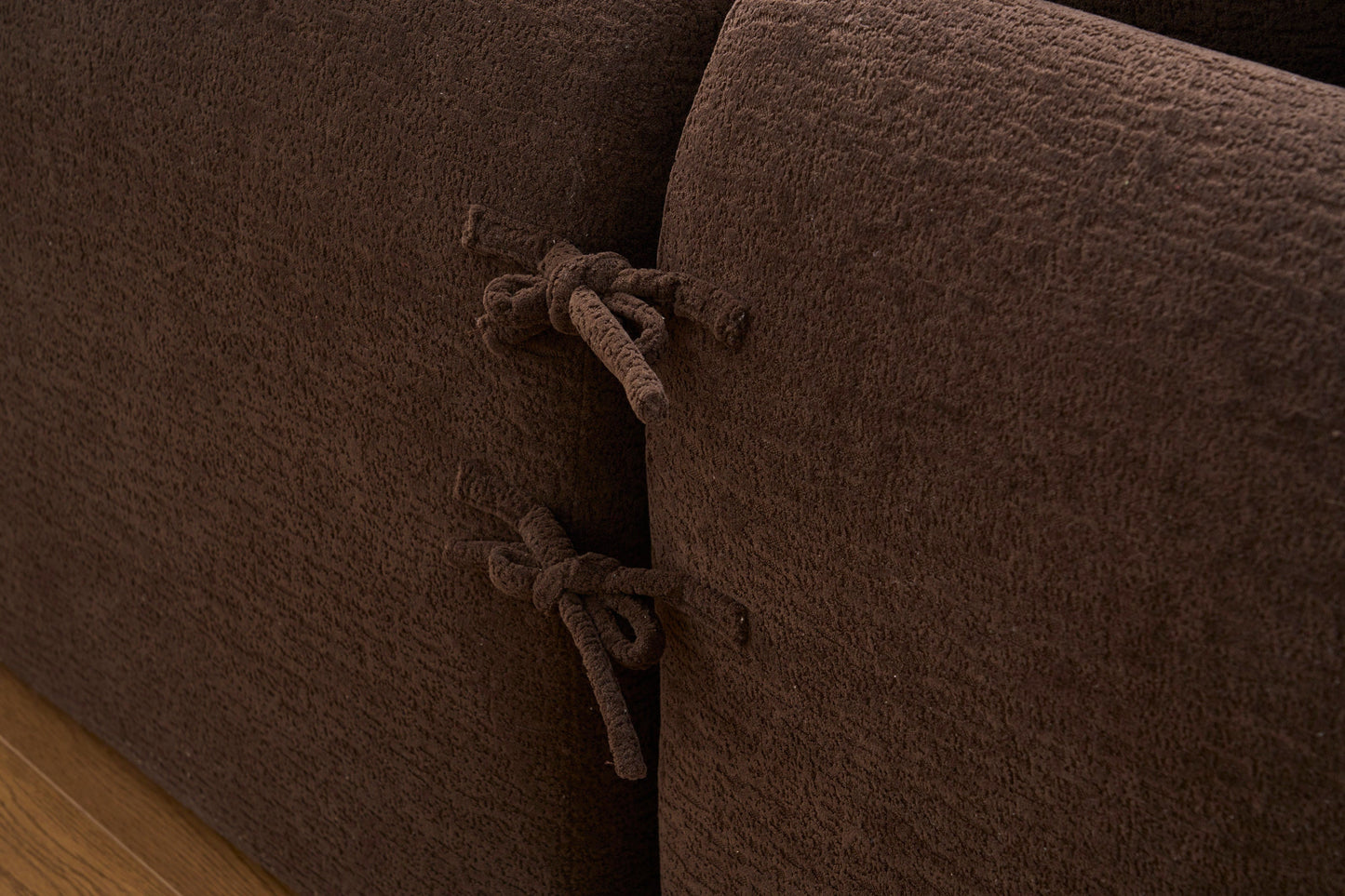 NEWn Brown Chenille Modular Compression Sponge L-Shape Sectional Sofa Couch with Curved Chaise