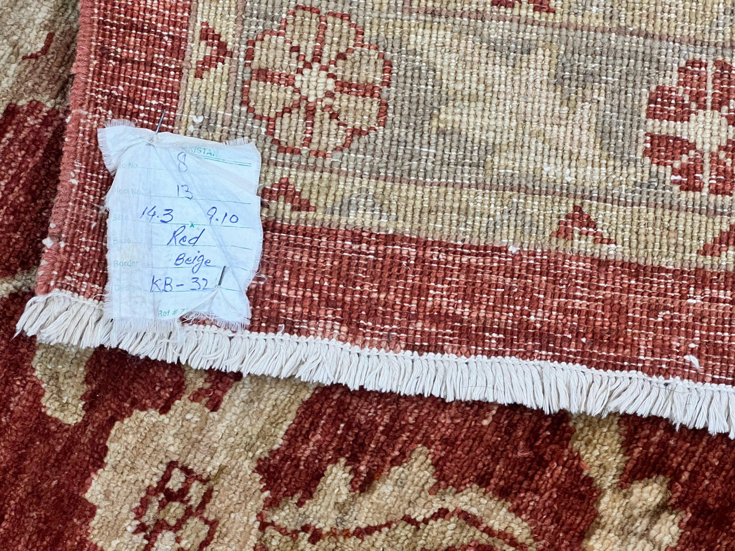 USED Pak Persian Rug 10x14, Sultanabad Mahal Peshawar Chobi Carpet, Large Vintage Wool Oriental Rug, Maroon & Beige, Floral Allover, Handmade