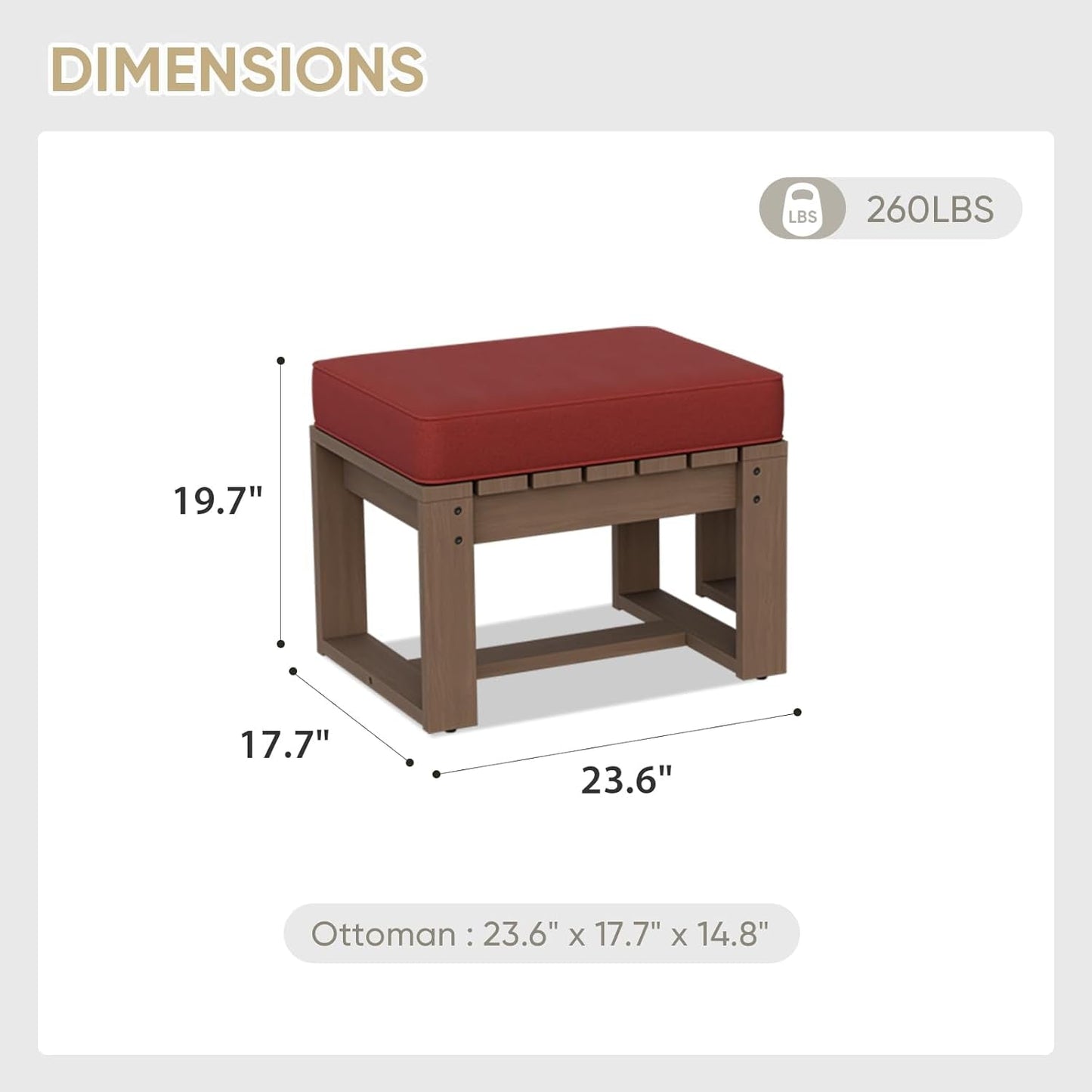 NEW Natural Cedar Outdoor Ottomans With Removable Cushions