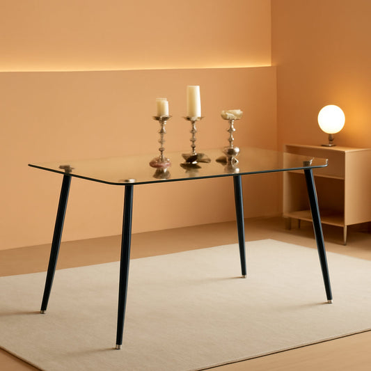 NEW 51 Inch Glass Dining Table For 4 With Tempered Glass Top