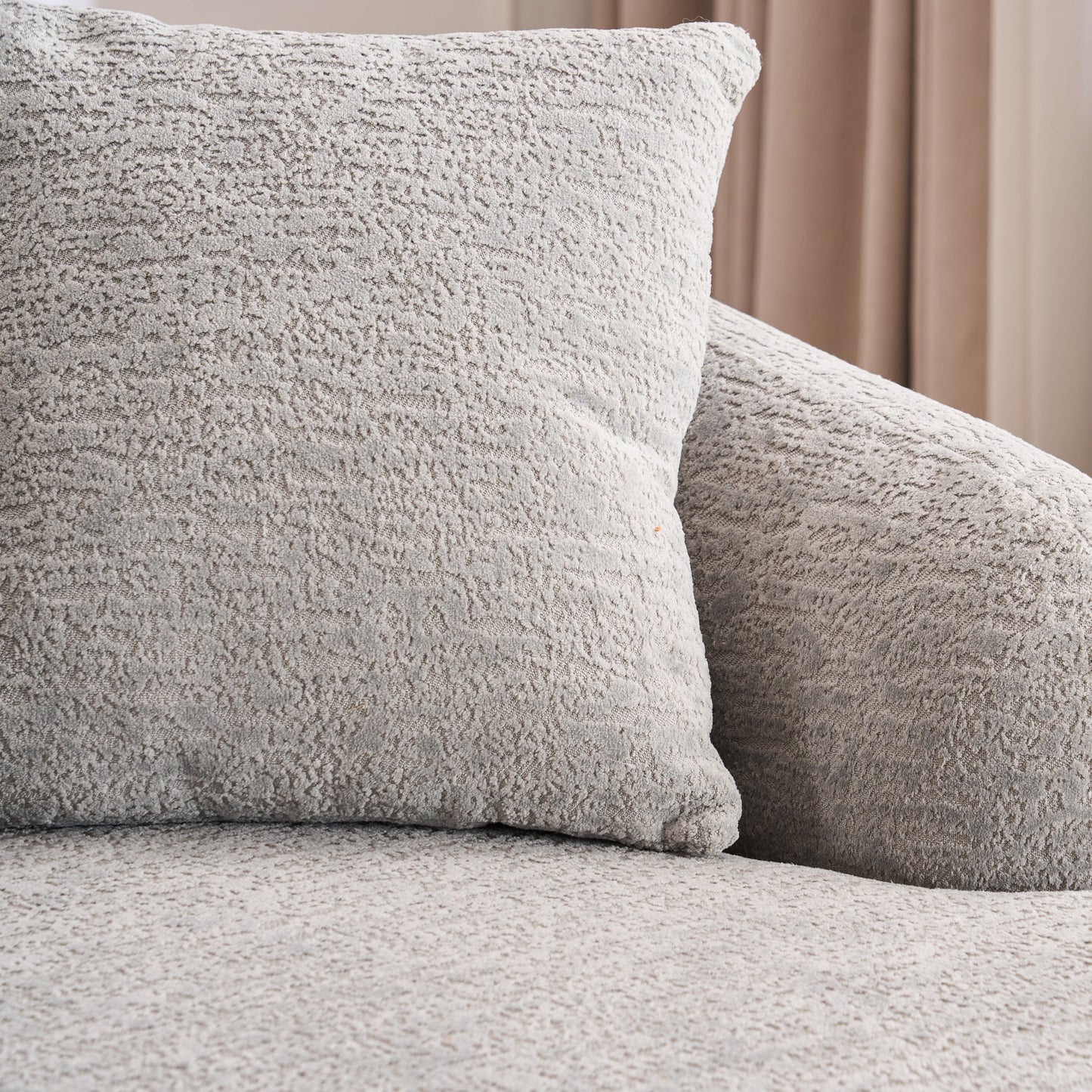 NEW Boneless Minimalist Curved Chaise Grey Chenille Compression Modular L-Shape Sectional Sofa Sleeper Couch with 30D High-Density Foam