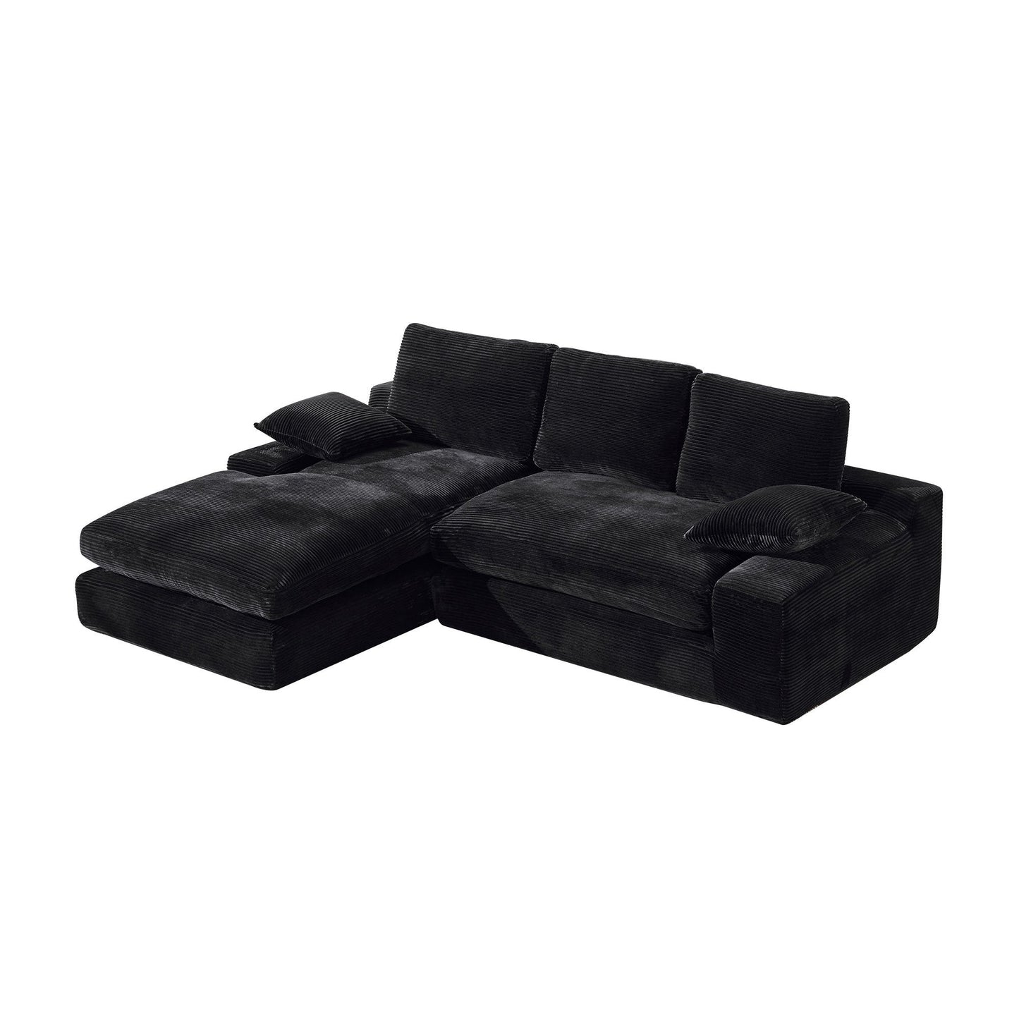 NEW 99*69' Modular Sectional Living Room Sofa Set, Modern Minimalist Style Couch, Upholstered Sleeper Sofa for Living Room, Bedroom, 2 PC Free Combination, Installation-free Sofa, L-Shape, Black