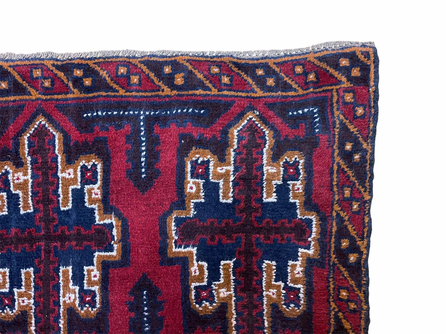 USED 2' 7" X 4' 6" Vintage Handmade Tribal Wool Rug Balouchi Rug Afghan Rug Red Blue