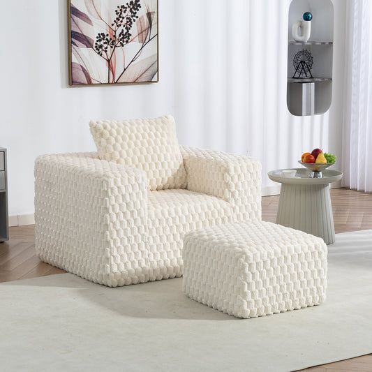NEW Lingge Corduroy Compression Sofa with Ottoman