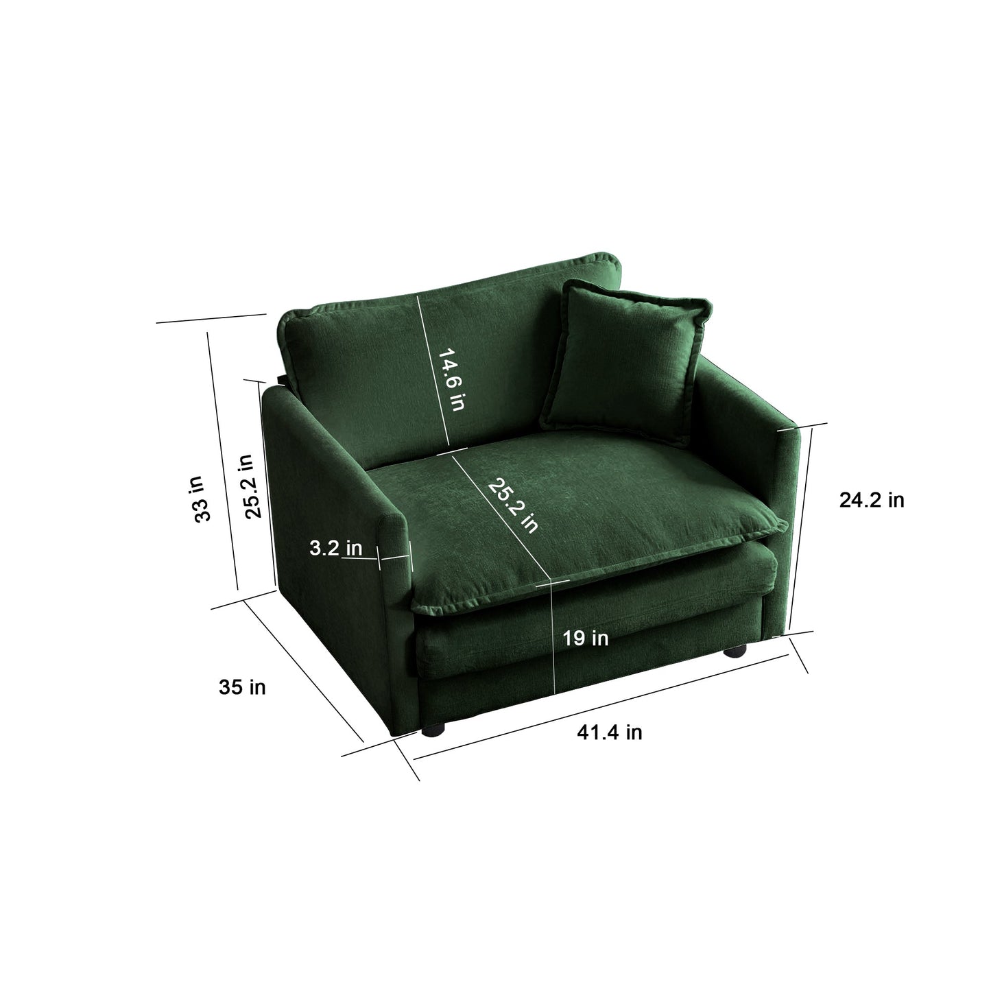 NEW Green Chenille 2pc High-end Chenille Upholstered Accent Side Arm Chairs with Toss Pillow