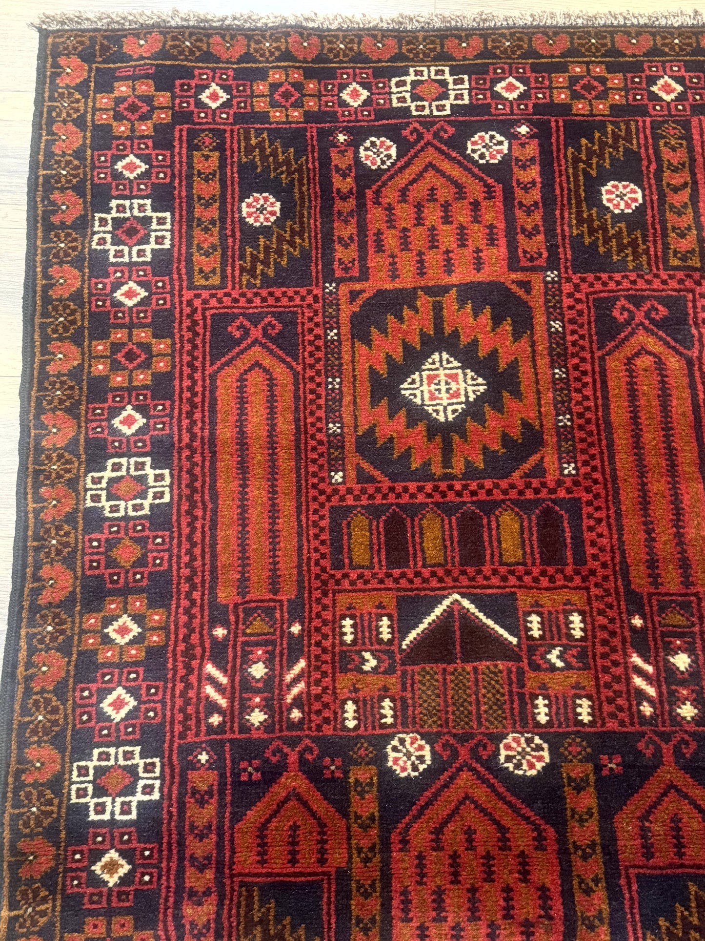 NEW Afghan Rug 3x7, Balouch Carpet Tribal Rug, Red