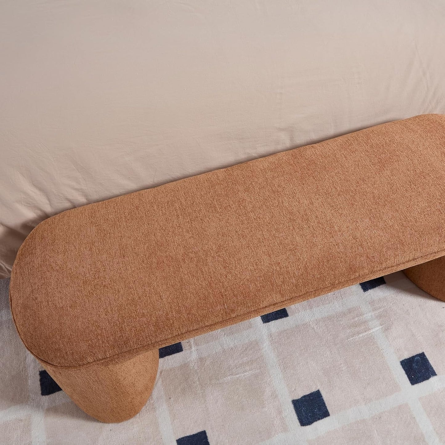 NEW Brown Upholstered 53Inches Storage Ottoman Bench Stools