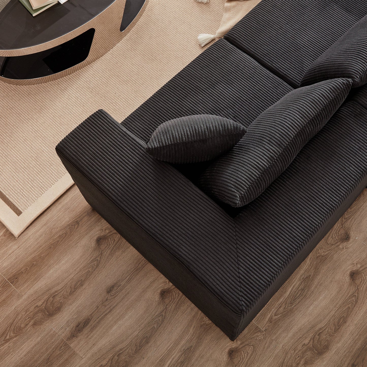 NEW 104-Inch Corduroy  Modular L Shaped Sectional Sofa,Luxury Floor Couch Set,Upholstered Indoor Furniture,Foam-Filled Compressed Sofa for Living Room,Bedroom,4 PC Free Combination