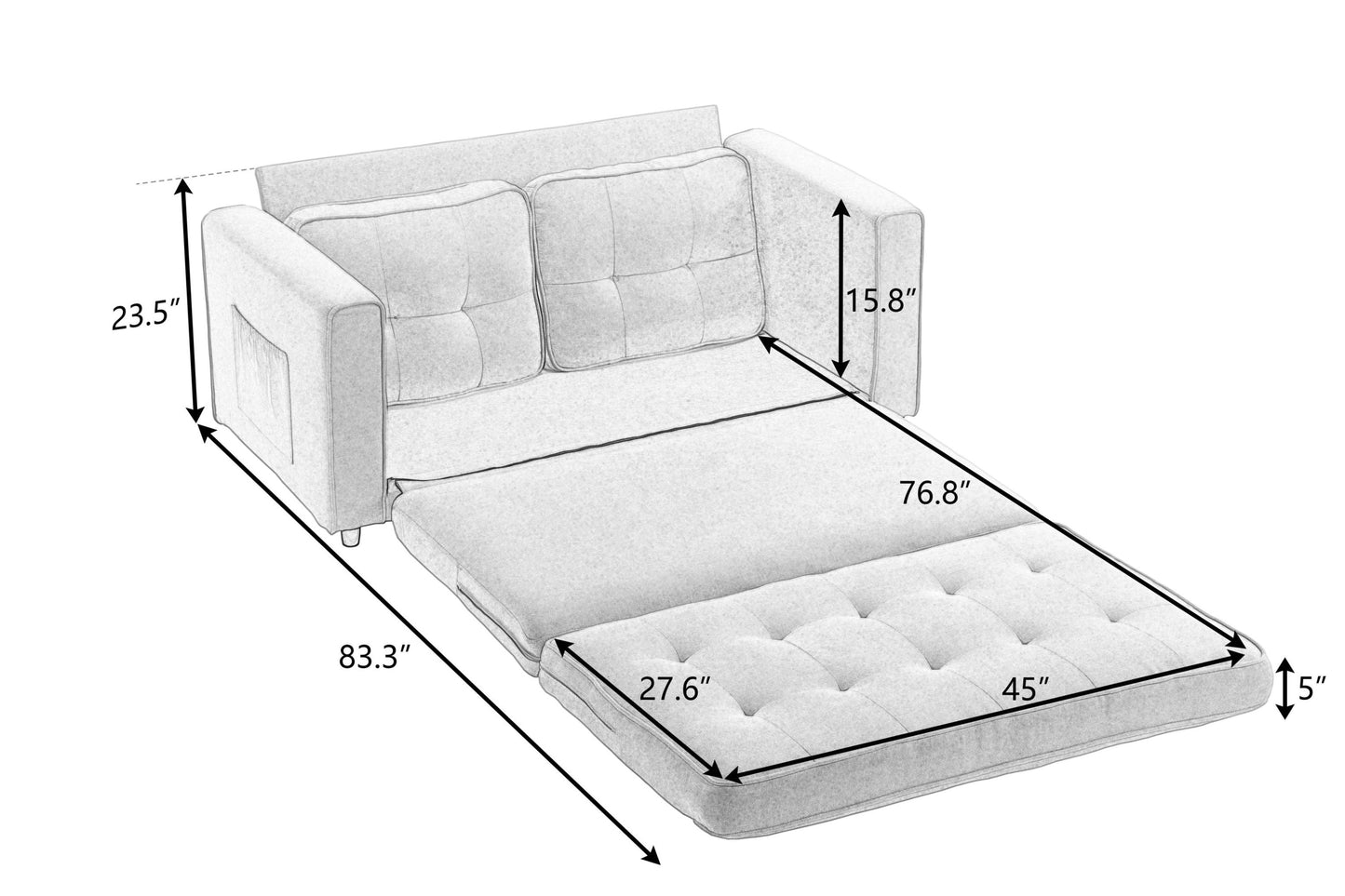 NEW 3 Fold Convertible Futon Couch Sleeper Loveseat Sofa Bed Pull Out Couch