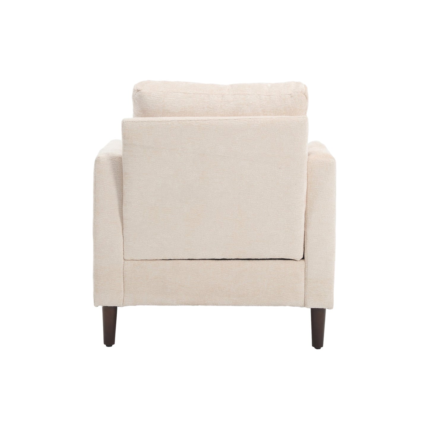 NEW Modern Accent Lounge Chair with Tufted Club Design, Beige Chenille Upholstery, Solid Wood Frame for Living Room and Bedroom