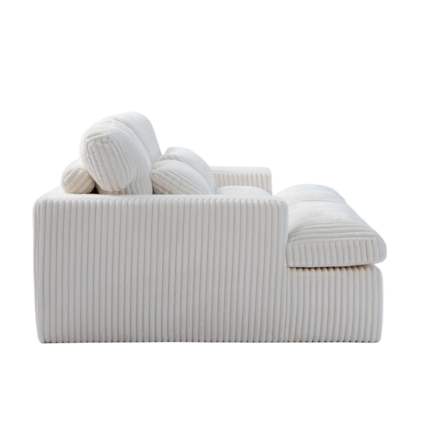 NEW Double Chaise Lounge Chair Indoor,Oversized Upholstered Sleeper Cloud Couch,Deep Seat Luxury Sofa Bed,Sectional Sofa Chaise Love-seat,Corduroy Reading Chair for Living Room,No Assembly Required,White