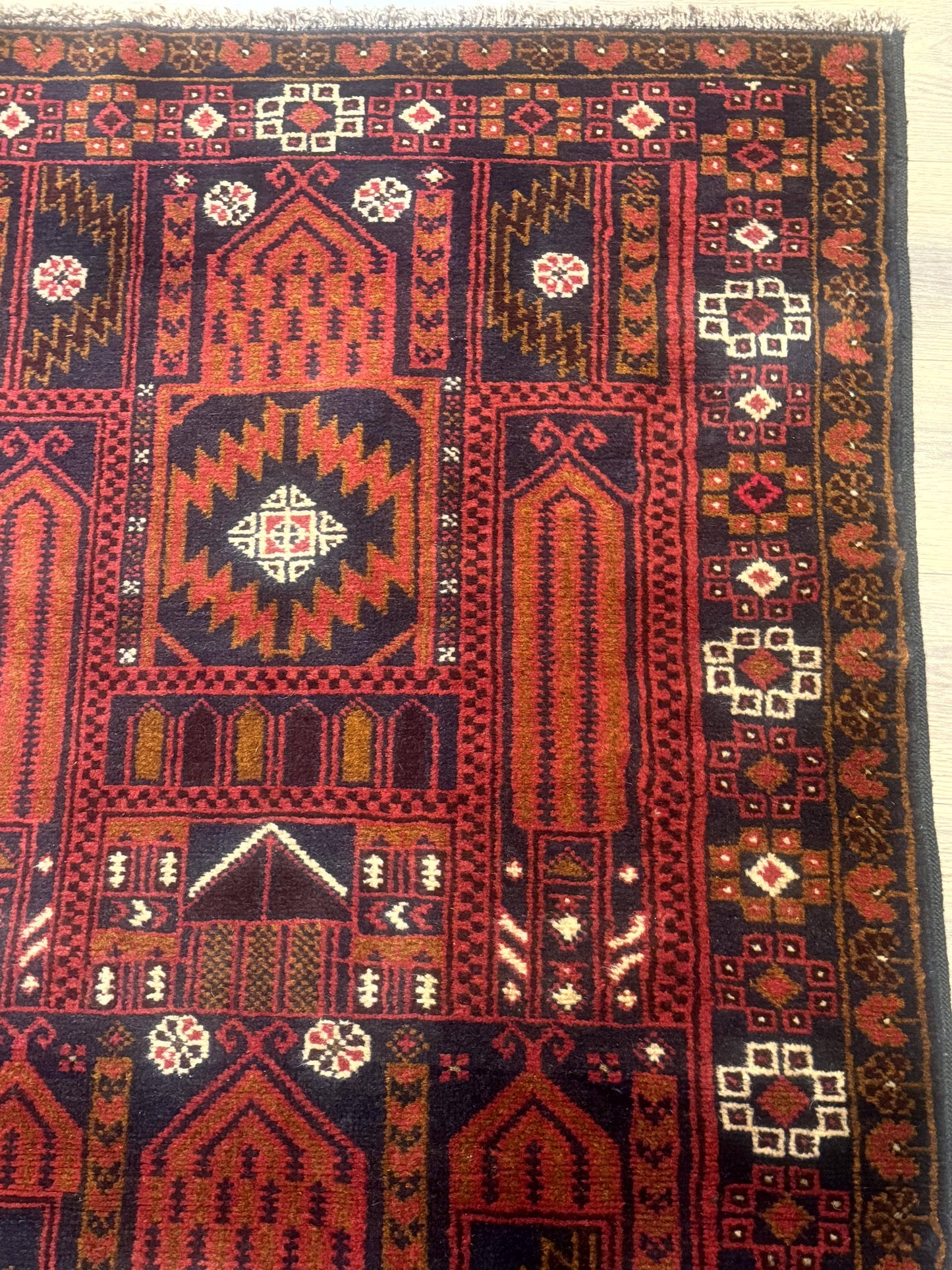 NEW Afghan Rug 3x7, Balouch Carpet Tribal Rug, Red