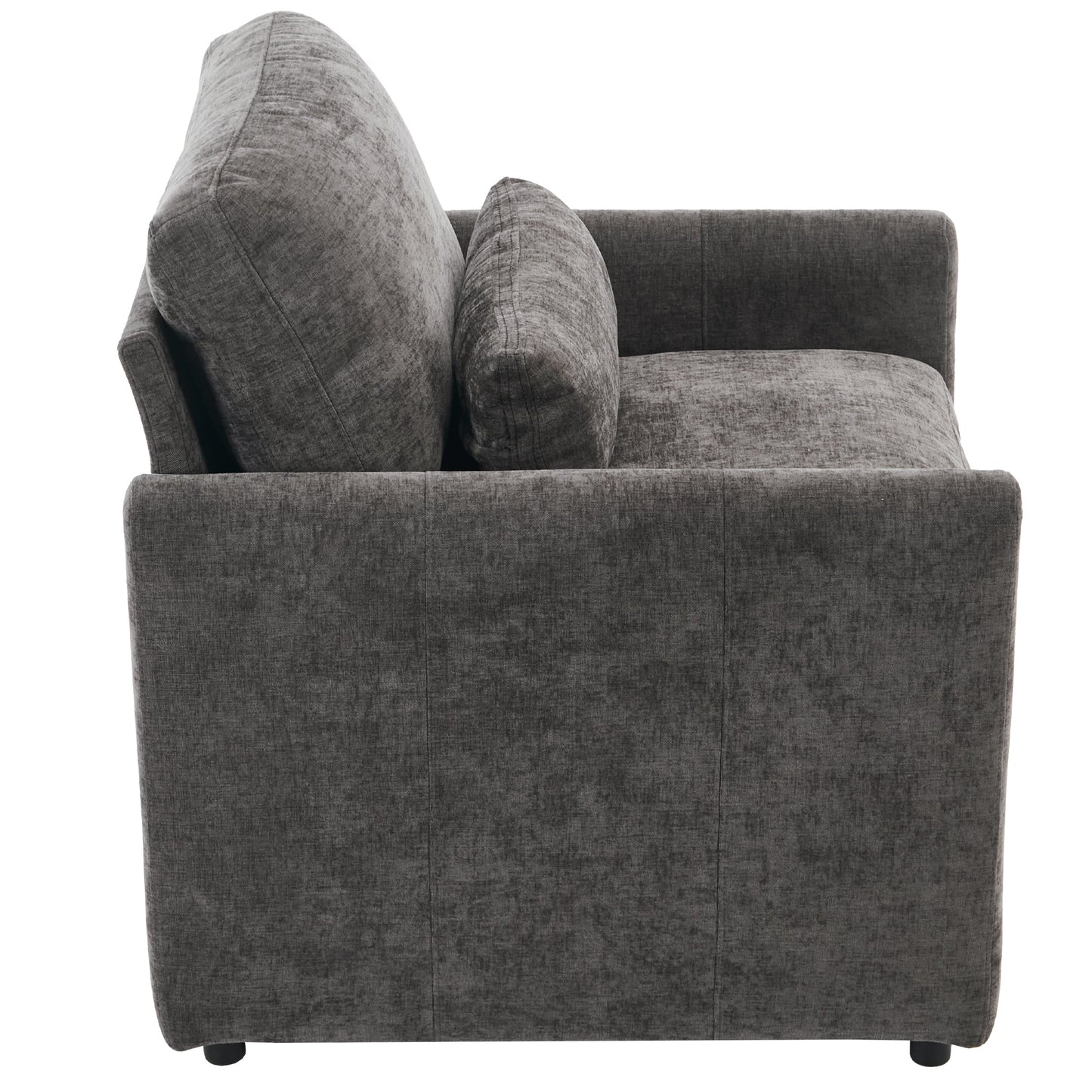NEW Cozy Upholstered Armchair with Double Cushion in Grey Chenille, 31.9 Inches
