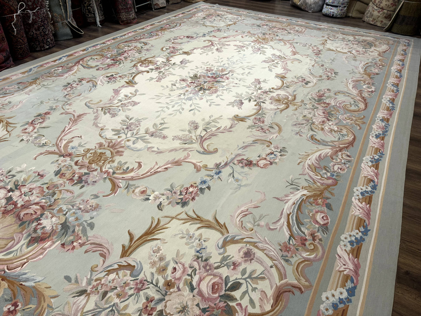 USED Palace Size Aubusson Rug 11x16, Large Aubusson Carpet
