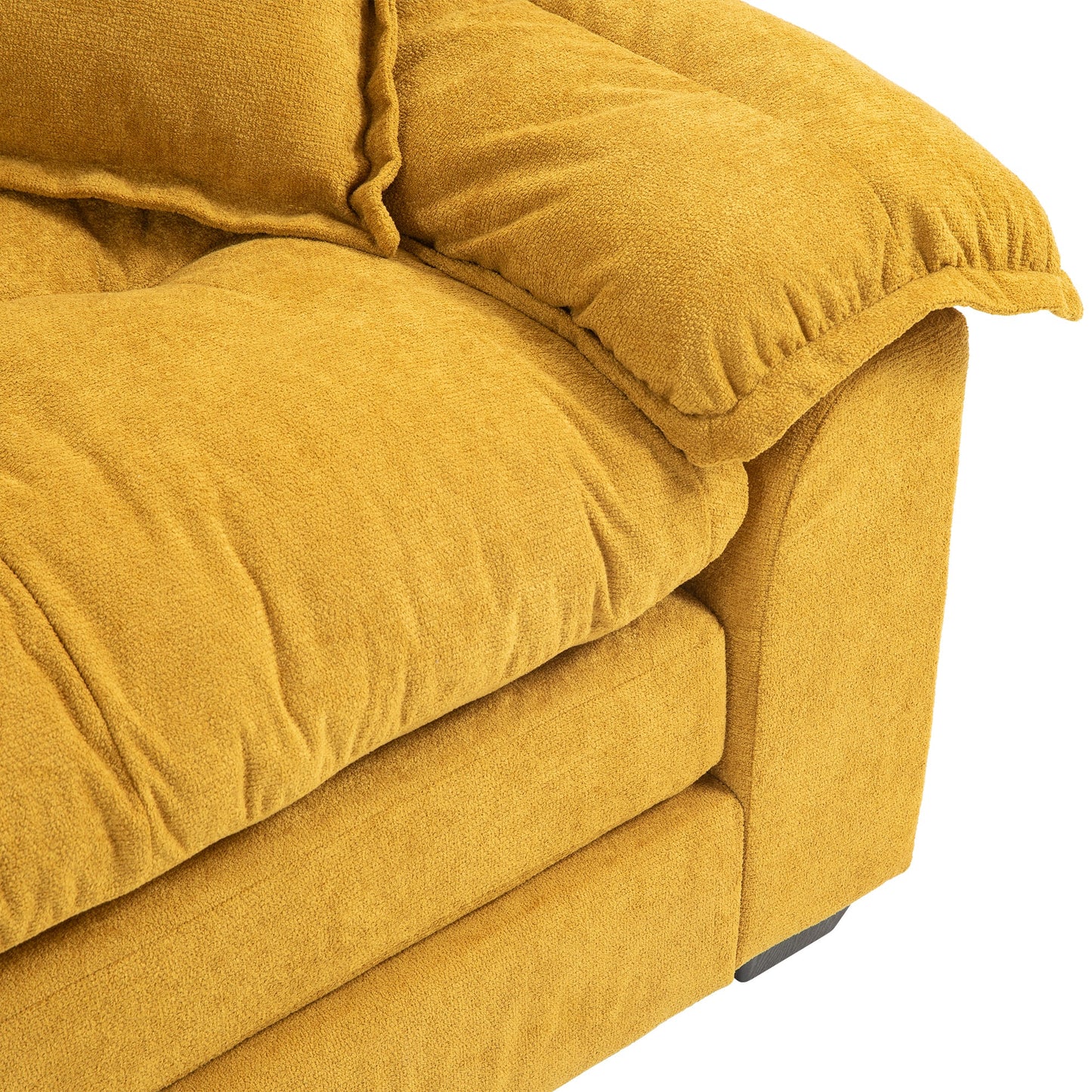 NEW 84' Chenille Sofa Small Sofa Loveseat Deep Seat Sofa Couch with 2 Throw Pillows & Memory Foam for Living Room Apartment Office Lounge-Yellow