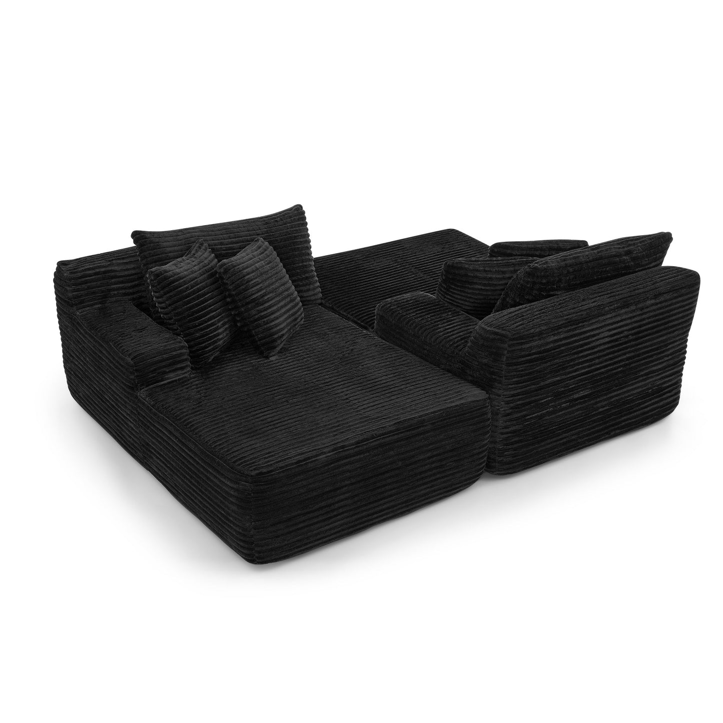 NEW Two-seater Lazy Sofa Lounge Compressed Chair made of Black Velvet Fabric Fluffy Modern