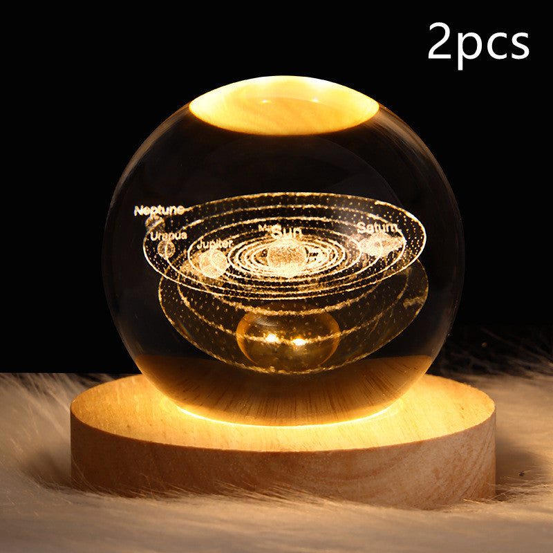 NEW LED Night Light Galaxy Crystal Ball Table Lamp 3D Planet Moon Lamp Bedroom Home Decor For Kids Party Children Birthday Gifts