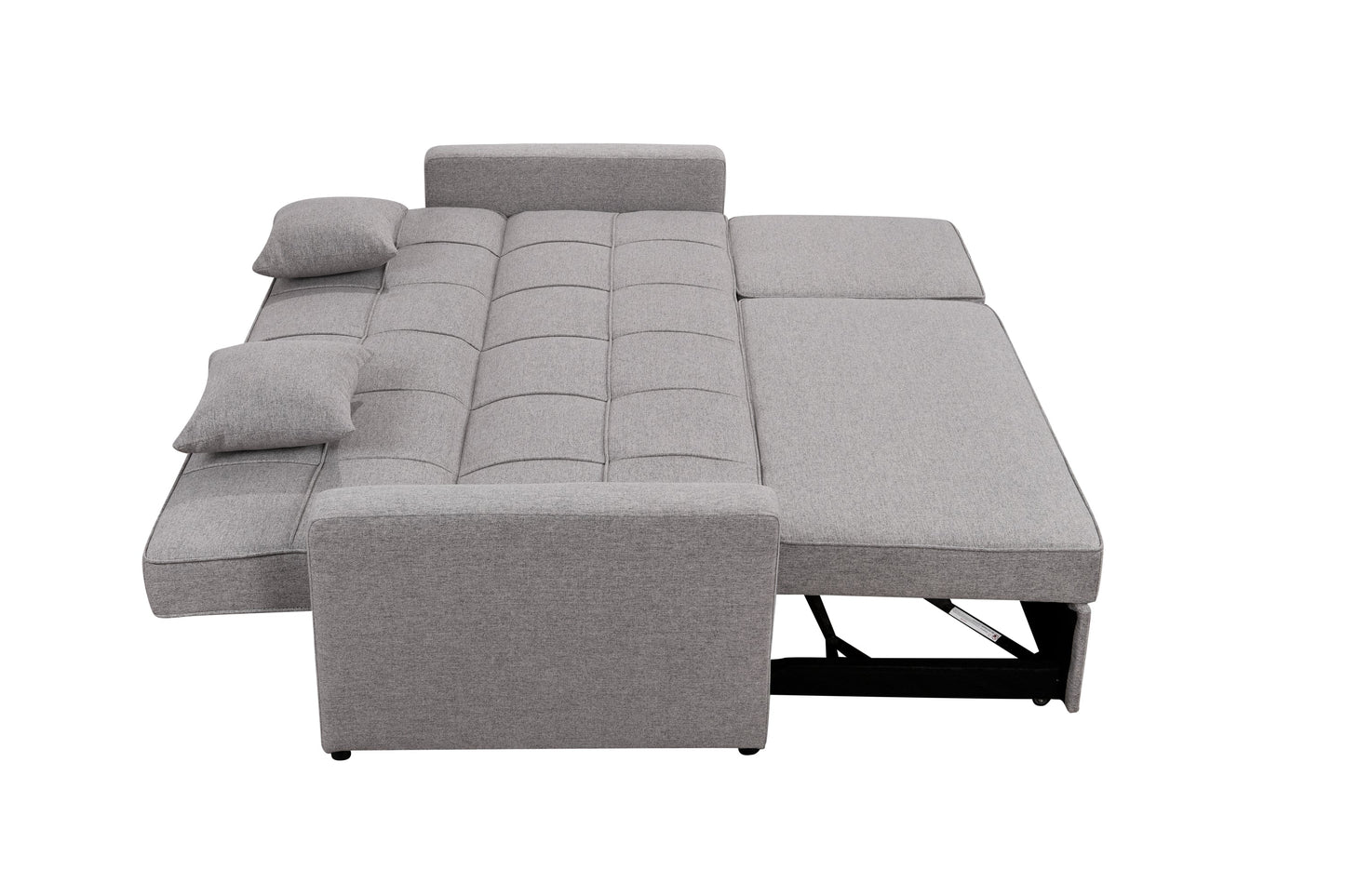 NEW 83' Light Gray 3 Seater Convertible Sofabed Oversized Upholstered Sofa Bed with Pull Out Couch Bed & Adjustable Backrest