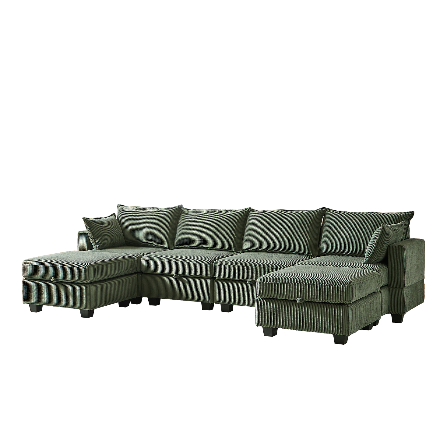 NEW 113.5'' Modular Sectional Corduroy U Shaped Sofa Couch with Storage Ottoman 6 Seat Convertible Sections and Chaise