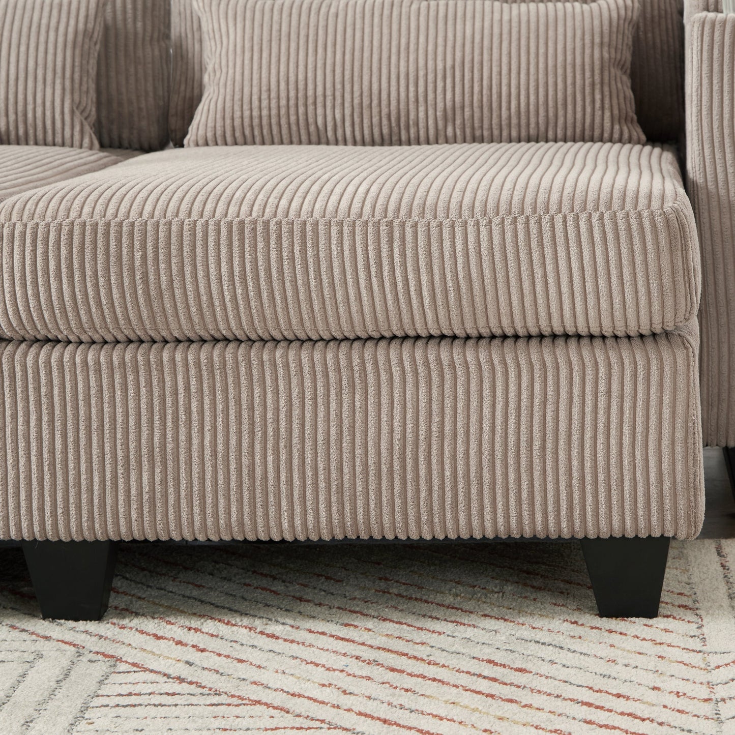 NEW Convertible Chaise Lounge 63' Loveseat Sofa Bed with USB Ports, Cup Holders, Phone Holder, Storage, Brown Corduroy