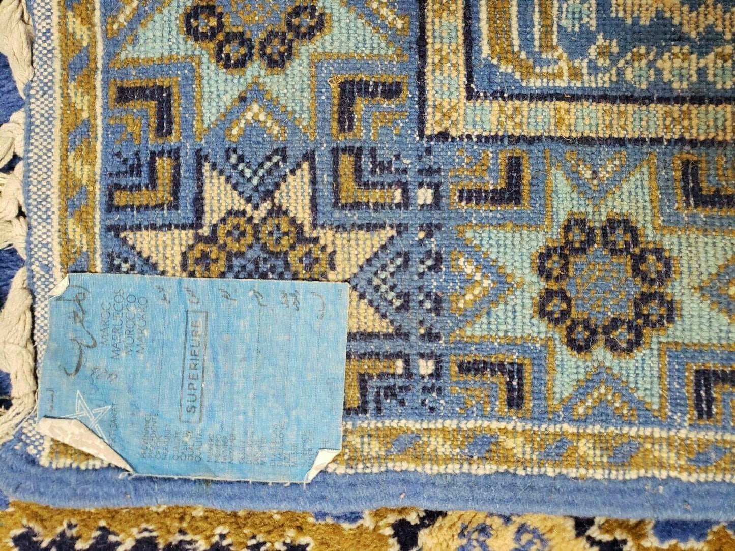USED 7' X 10' 5" Handmade Moroccan Urban Rabat Wool Carpet Blue Area Rug