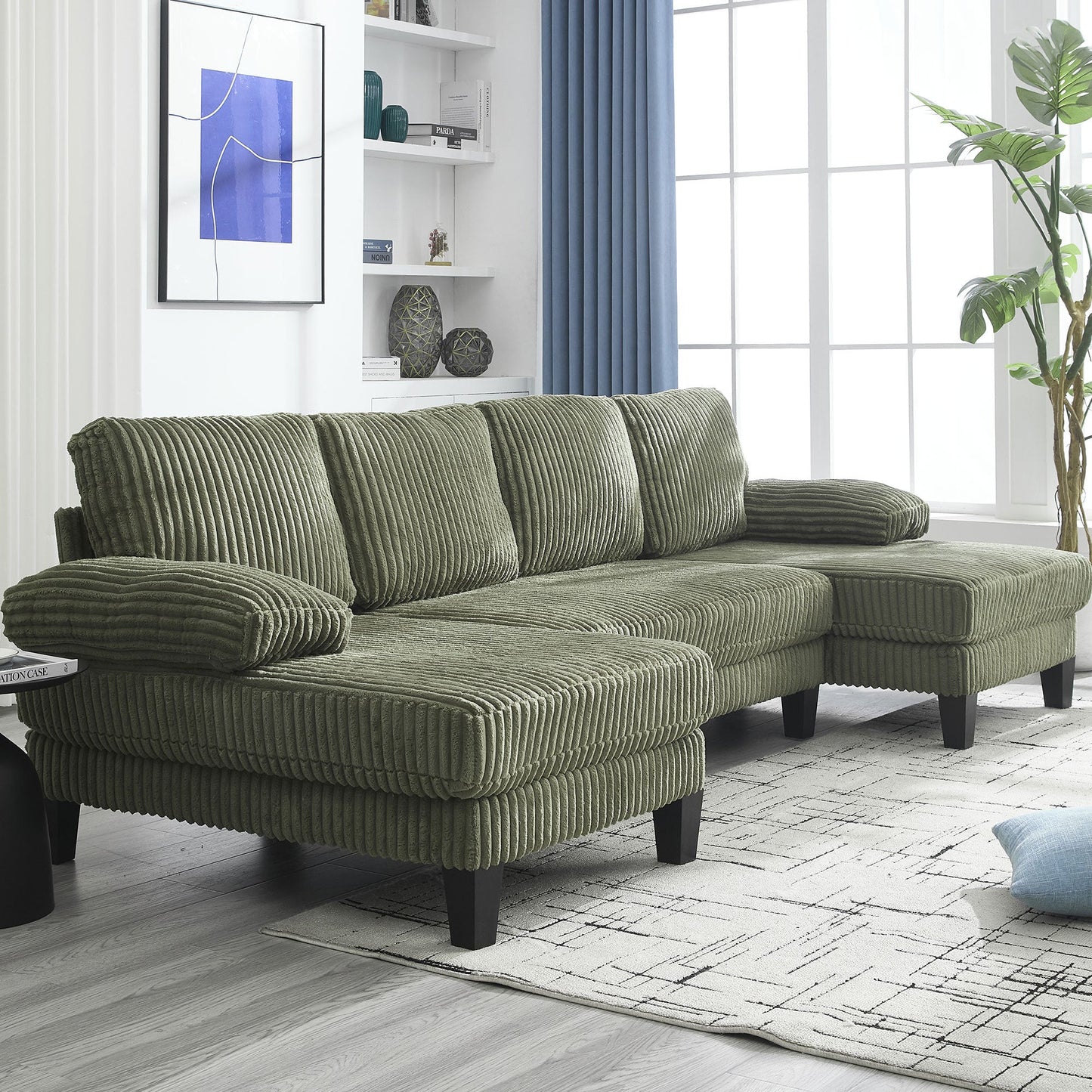 NEW VIDEO provided][New]U-Shaped Couch with Oversized Seat,4-Seat Sofa  with Double Chaise,Comfortable and spacious indoor furniture for Living Room,Apartment