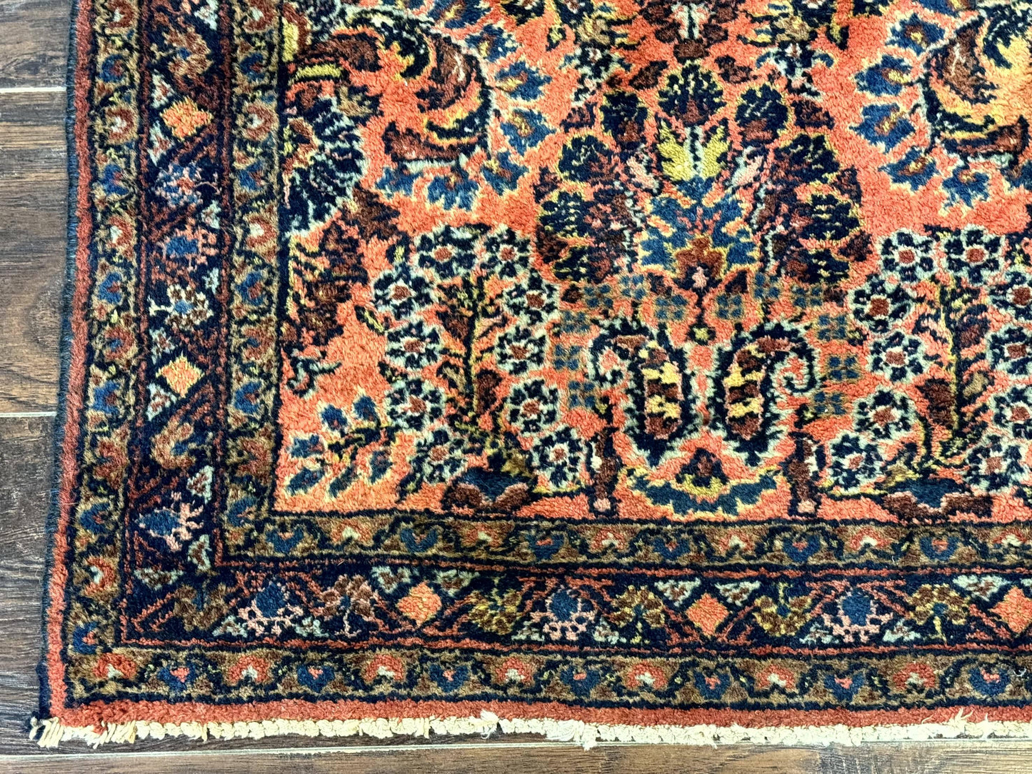 USED Antique Persian Lilihan Rug 2x4, Red, Floral, Wool, Handmade Lilian Persian Carpet