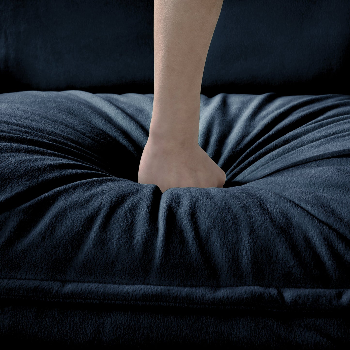 NEW Modern Blue Chenille Love Seat Upholstered Modular L Shaped Deep Seat Sectional Sofa Cloud Couch with Ottoman