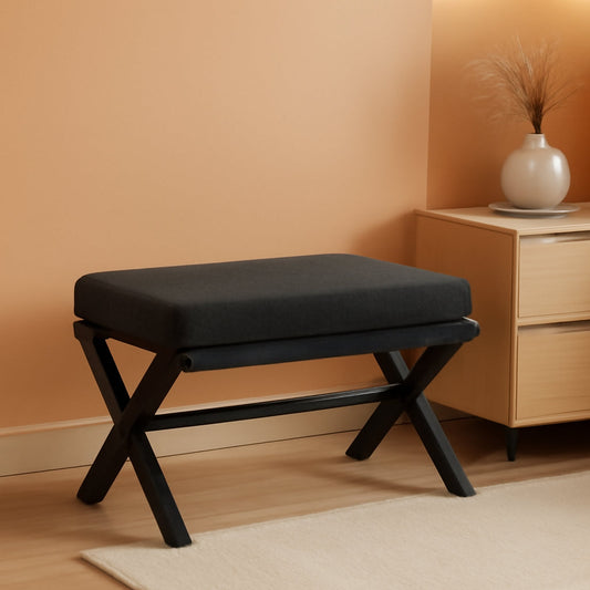 NEW Foldable Foot Stool Black For Contemporary Living Room