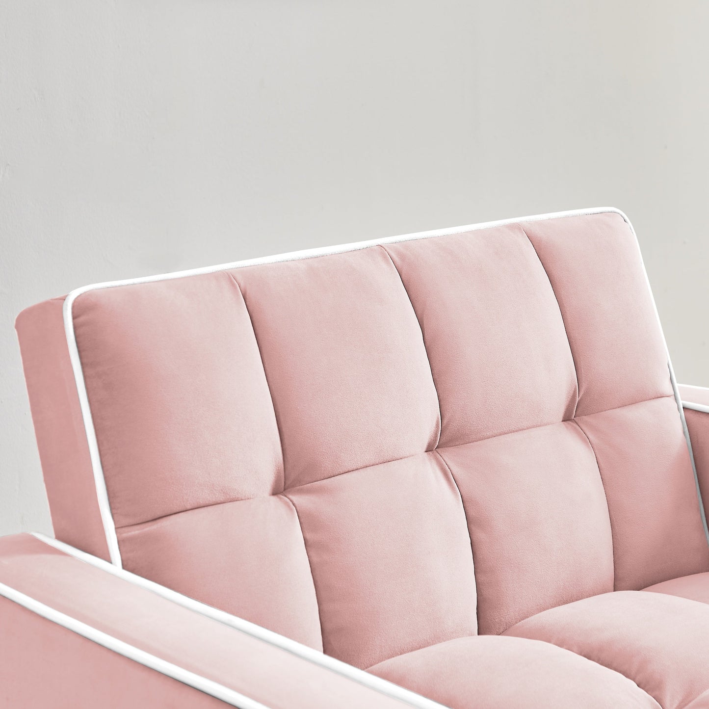 NEW Modern Pink Velvet Three-in-One Sofa Bed Chair with Adjustable Backrest