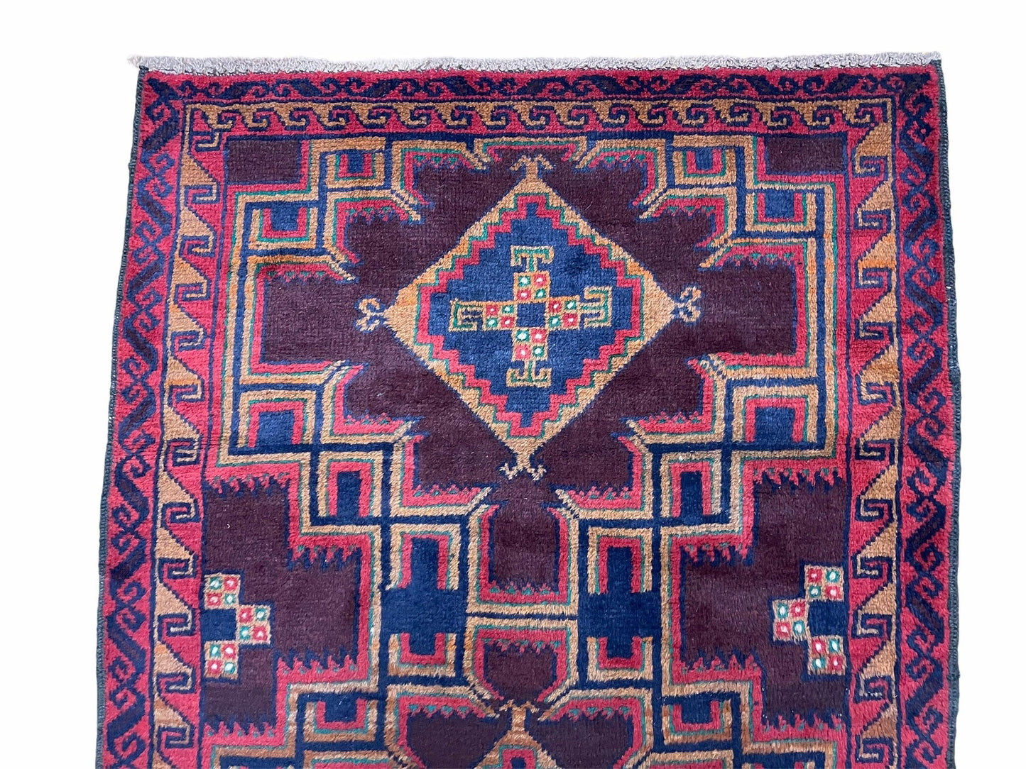 USED 2'11" X 4'6" Vintage Handmade Tribal Wool Rug Balouchi Rug Afghan Rug Geometric